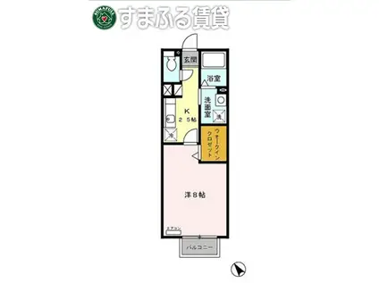 トレゾール咲(1K/2階)の間取り写真