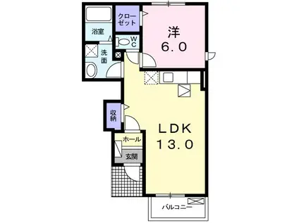 セレーネ(1LDK/1階)の間取り写真