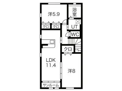 カメリアコートB棟(2LDK/2階)の間取り写真
