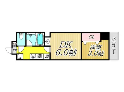 パークモダン伊丹(1DK/2階)の間取り写真