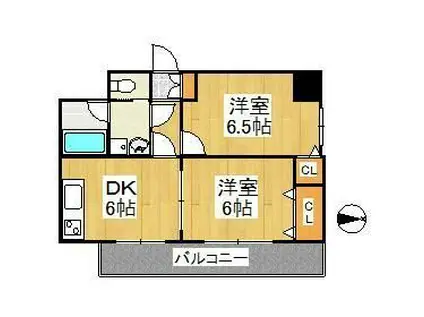 天神アコールマンション(2DK/9階)の間取り写真