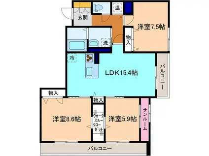 W.O.V(3LDK/3階)の間取り写真