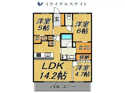 クリオ金山ブライトマークス(3LDK/10階)の間取り写真
