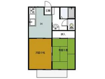 コーポイーストウッド(2DK/1階)の間取り写真