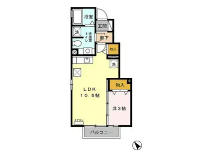 クレスト雅A棟(1LDK/1階)の間取り写真