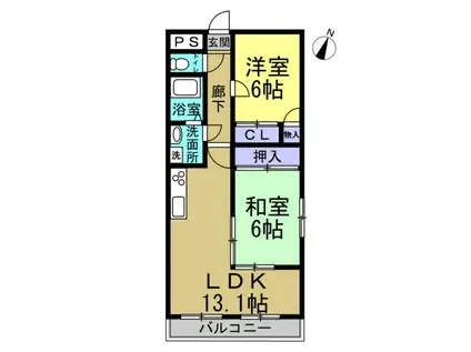 アミティエ(2LDK/4階)の間取り写真