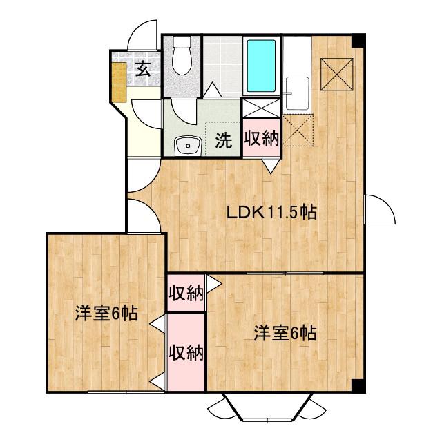 ルミナスオノ(2LDK/1階)の間取り写真