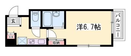 ジュネス姫路II(1K/4階)の間取り写真