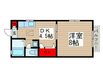 ファミールM(1DK/2階)の間取り写真