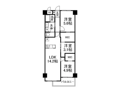 インペリアル京都(3LDK/9階)の間取り写真