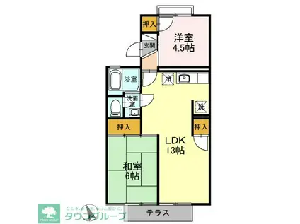 エーエスコーポ(2LDK/1階)の間取り写真