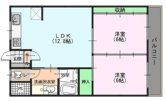 サン・バリュー内灘(2LDK/3階)の間取り写真