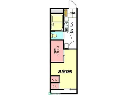 レオパレスパレット壱番館 28375(1K/2階)の間取り写真