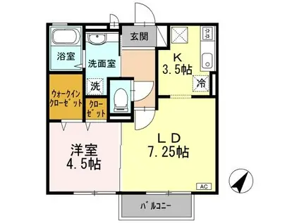 ノールヴィラージュII(1LDK/1階)の間取り写真