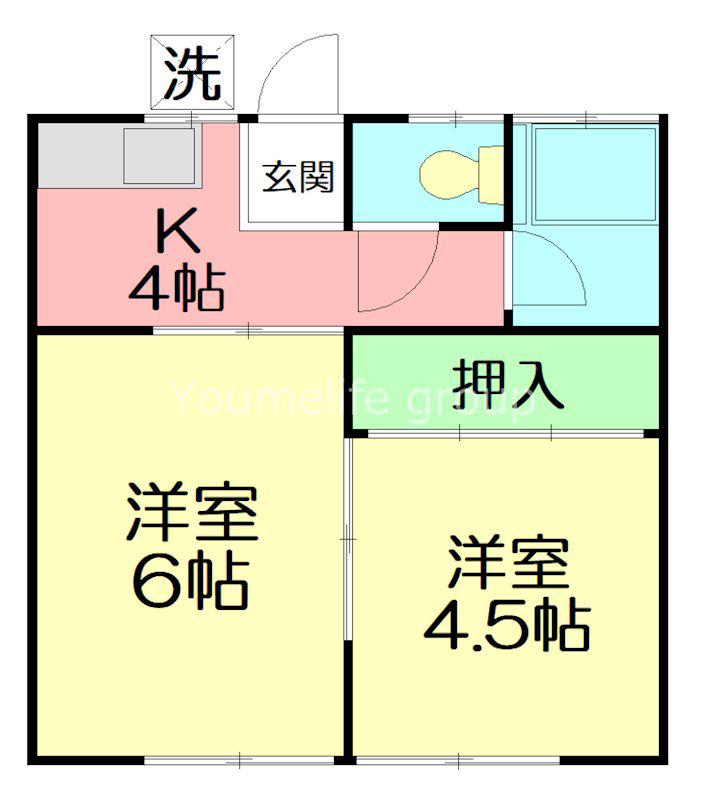 やよい荘(2K/1階)の間取り写真