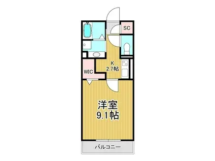 コンフォーティア宮田 B棟(1K/1階)の間取り写真