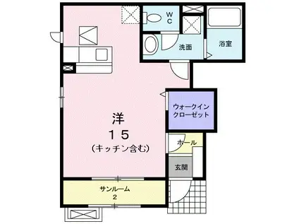 ラミネール(ワンルーム/1階)の間取り写真