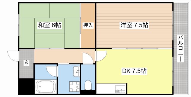 エクシブII番館(2DK/2階)の間取り写真