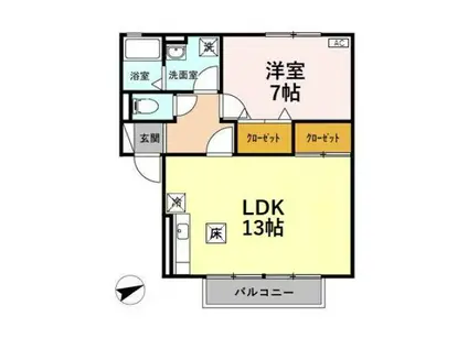 メゾン・リヴェールA(1LDK/1階)の間取り写真