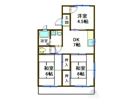 サンシャインセラ(3DK/1階)の間取り写真