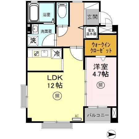 JEWEL(1LDK/2階)の間取り写真