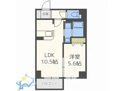 ゾネ医大キャンパス前(1LDK/10階)の間取り写真