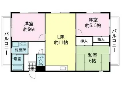 パミール香貫(3LDK/4階)の間取り写真