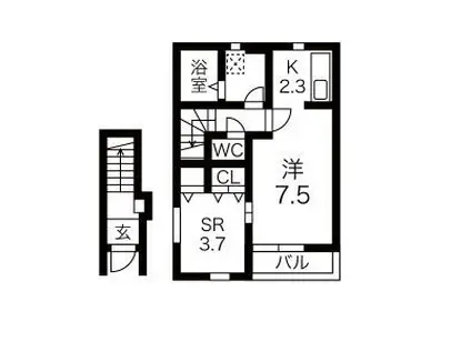 KINGDOMII(1SK/2階)の間取り写真