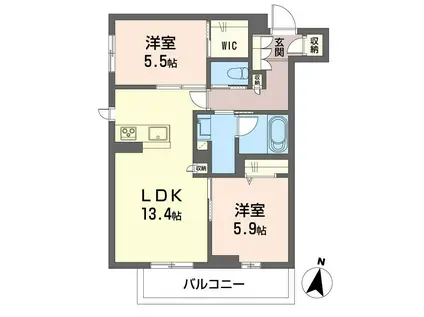 シエロエストレラード(2LDK/1階)の間取り写真