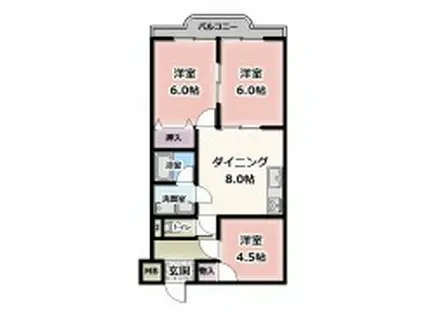 サンライフあけぼの(3DK/3階)の間取り写真