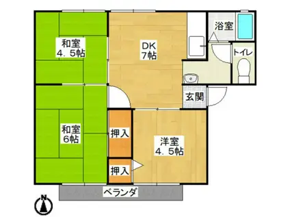 サンシティ栗ノ木A(3DK/2階)の間取り写真