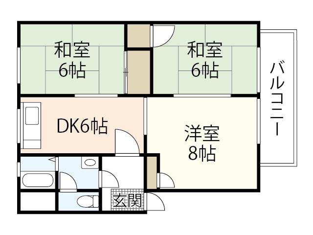 ロマンハイム(3DK/2階)の間取り写真