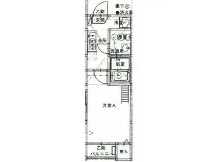 ペルカルロ白龍町(1SK/1階)の間取り写真