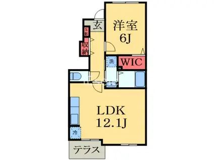 レジデンスみどりヶ丘2(1LDK/1階)の間取り写真