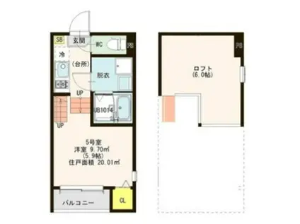 KSテラス2(1K/1階)の間取り写真