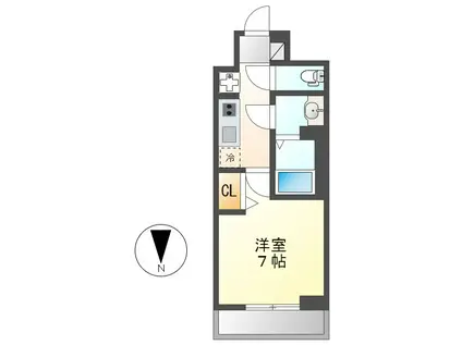 ディアレイシャス名古屋太閤通III(1K/2階)の間取り写真