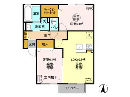 グランマーレ N(2LDK/2階)の間取り写真