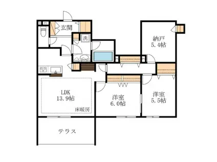 LE RUAHレルーア(2SLDK/1階)の間取り写真