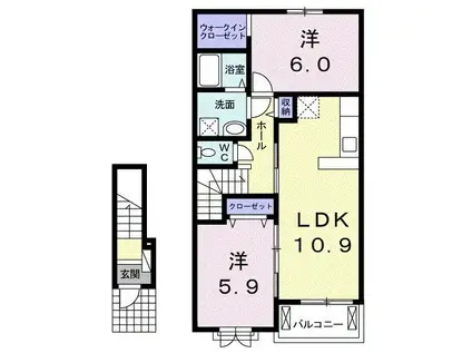グラースワタナベ(2LDK/2階)の間取り写真