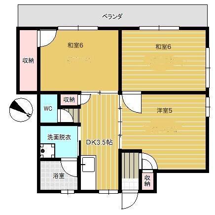 メゾンドブランシュ鴨池(3DK/3階)の間取り写真