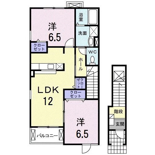 ラフレシールB(2LDK/2階)の間取り写真