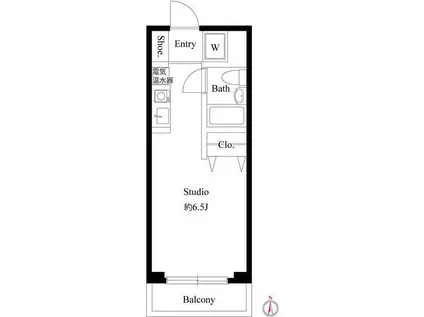 クレセントコート柏(ワンルーム/1階)の間取り写真