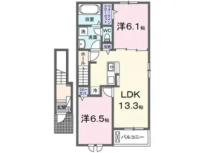 JADA HOUSE滝宮G(2LDK/2階)の間取り写真