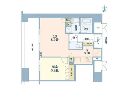 ローレルタワーサンクタス梅田(1LDK/7階)の間取り写真