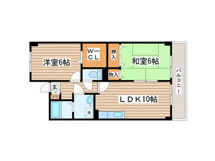 エスポワール栗原(2LDK/3階)の間取り写真