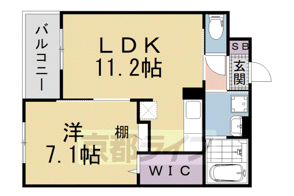 シャルマン唐橋南II(1LDK/2階)の間取り写真