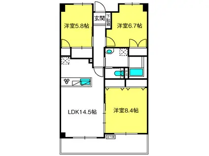 ISM大宮三橋(3LDK/2階)の間取り写真
