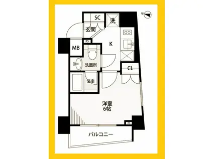 PLAIRE DEUXQ横濱紅葉坂(1K/4階)の間取り写真