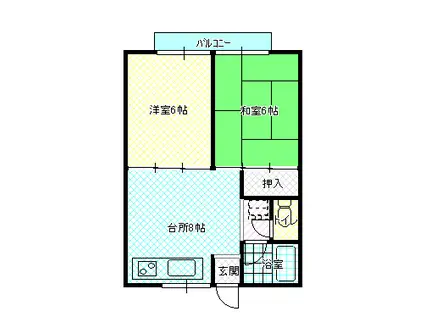 グレースハイム(2DK/1階)の間取り写真