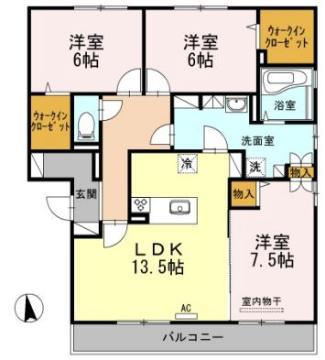 メゾン ソレイユ B棟(3LDK/2階)の間取り写真